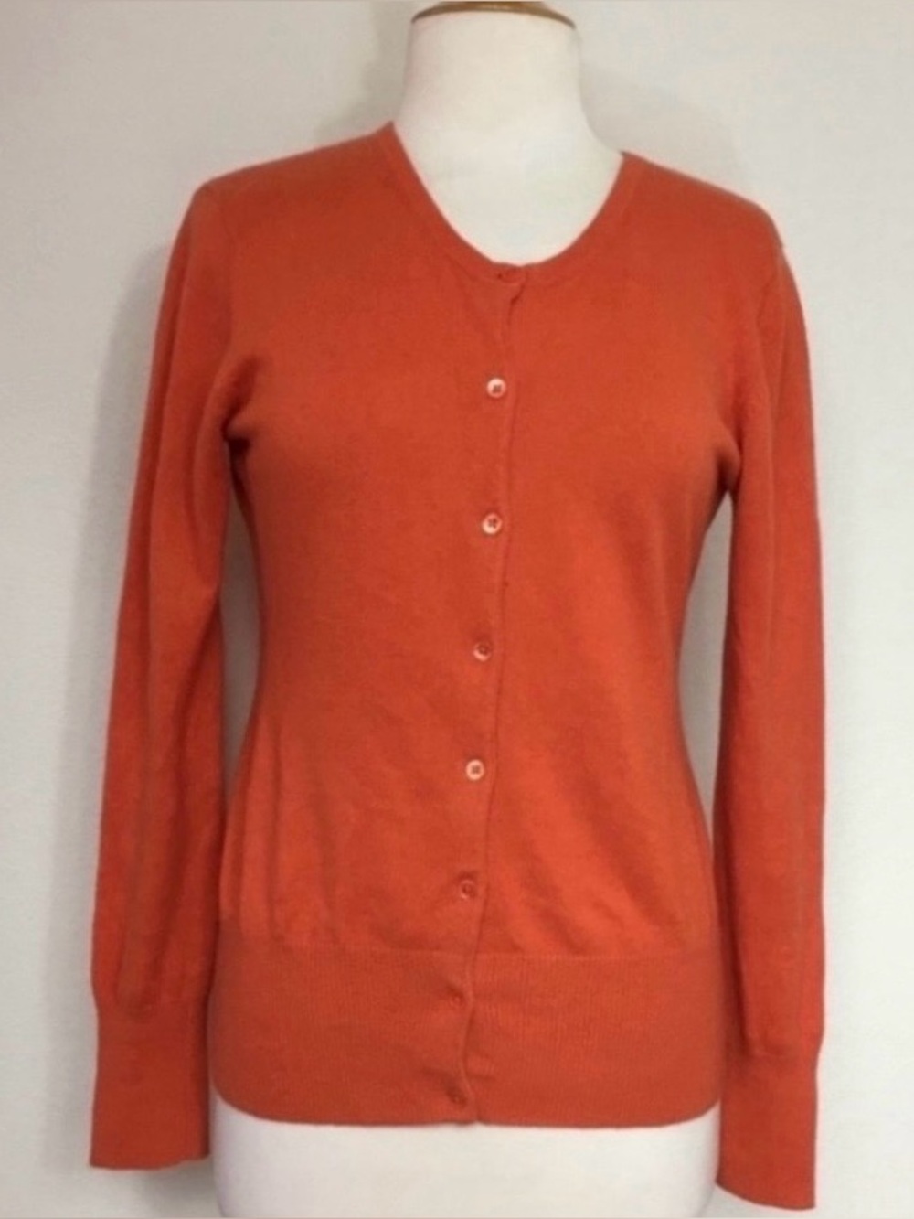 Ambiente Germany Womens Orange Cashmere Cotton Button Cardigan Size Large Preppy